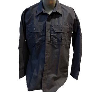 Vertx Mens Long Sleeve Button Up Tactical Utility Black Shirt - XL